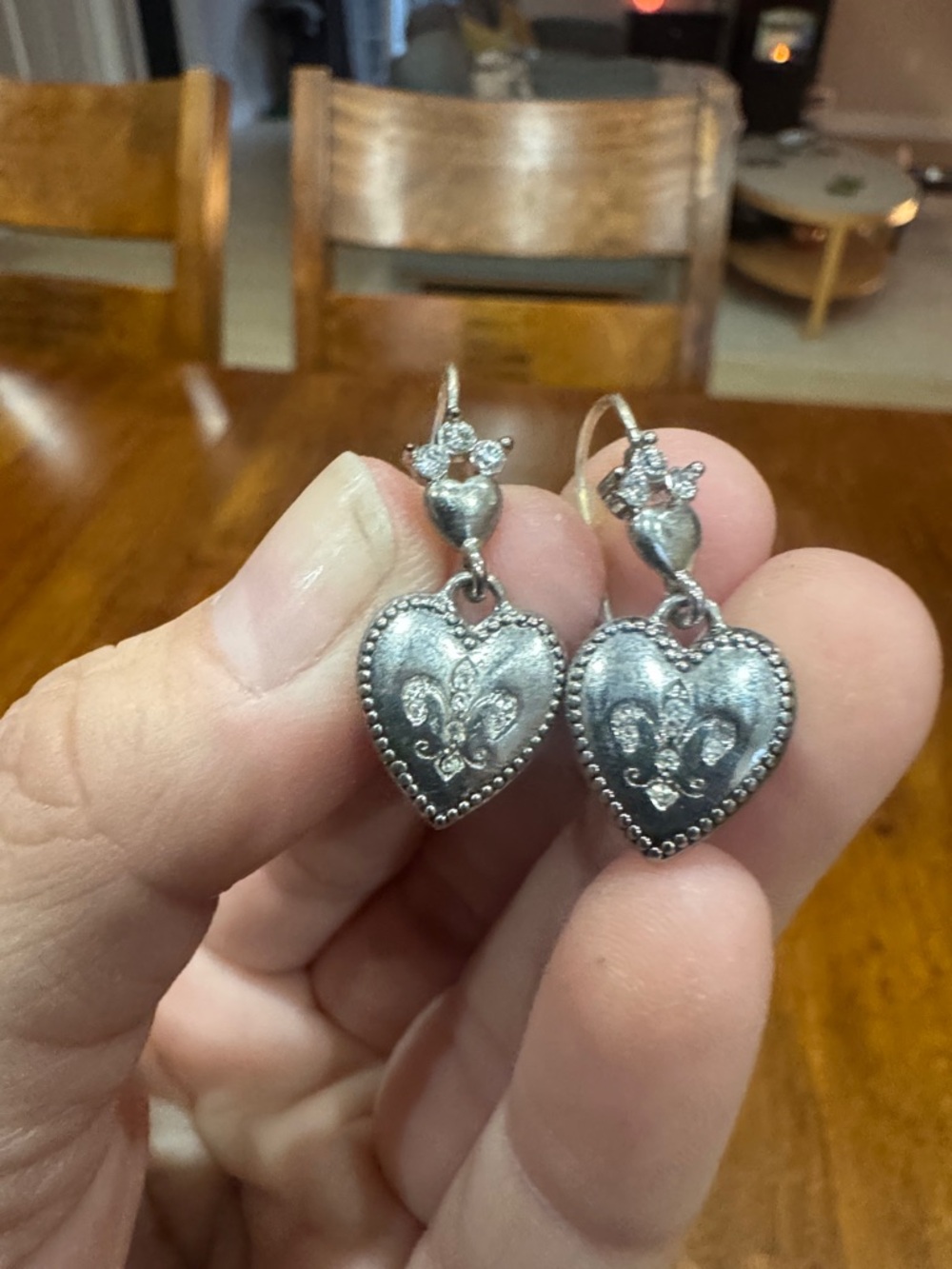 Y2K Juicy Couture Heart Drop Earrings with Crystal Accents - Picture 5 of 6